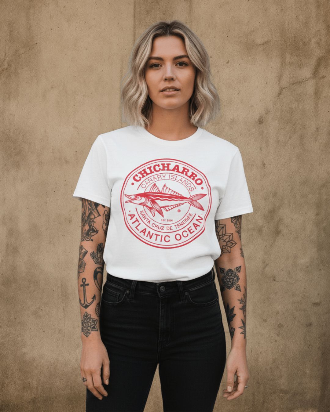 Camiseta Chicharro Atlantic Ocean Blanco Nautico y Magma CHICHARRO CLOTHING CHICHARRO CLOTHING