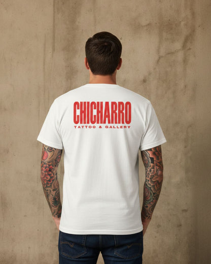 Camiseta Chicharro Parental Advisory Blanco Náutico y Magma CHICHARRO CLOTHING CHICHARRO CLOTHING