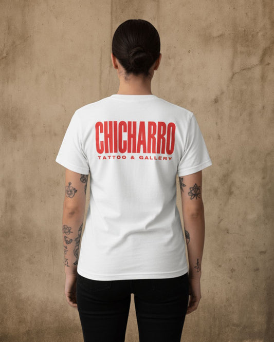 Camiseta Chicharro Parental Advisory Blanco Náutico y Magma
