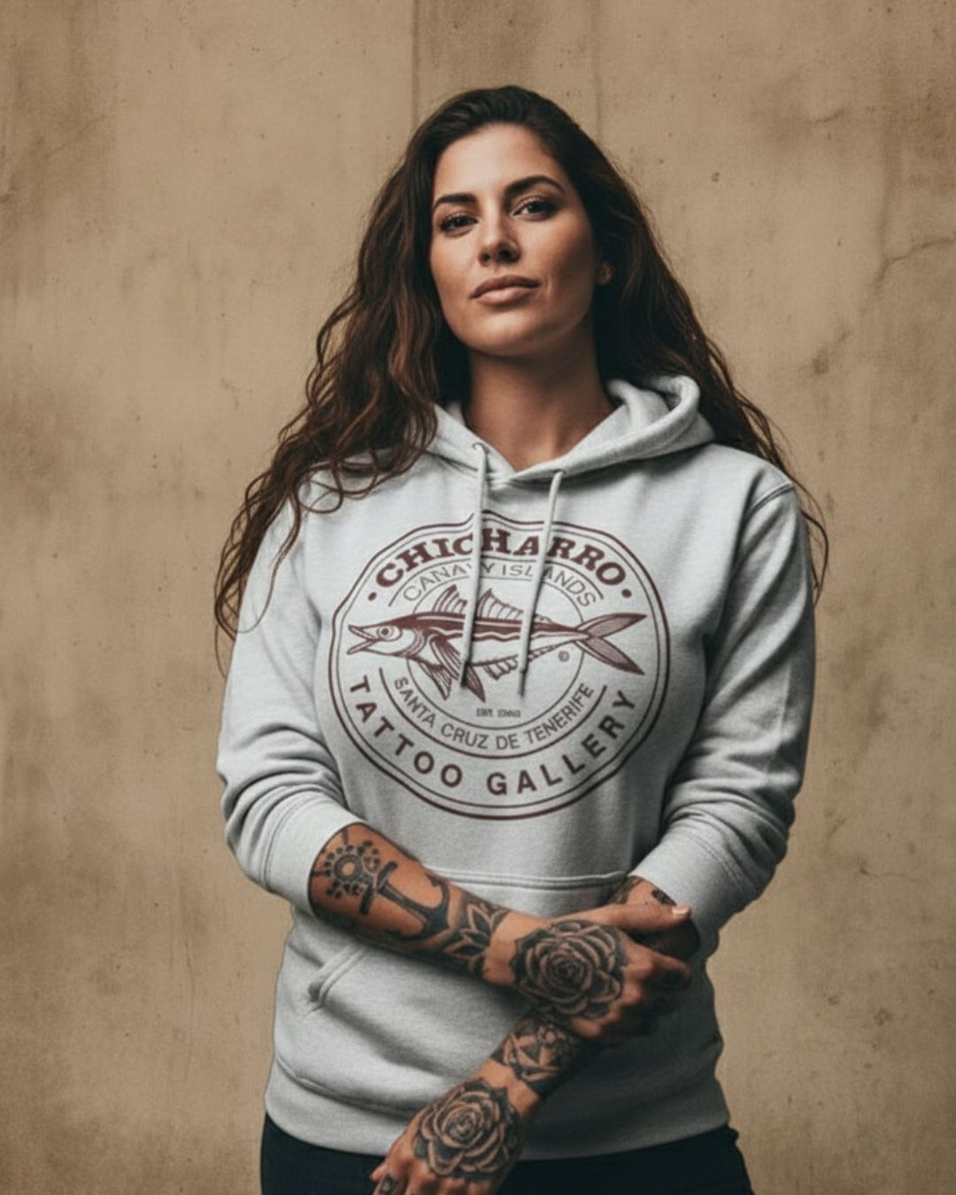 Sudadera Chicharro Gris Ceniza y Vino CHICHARRO CLOTHING CHICHARRO CLOTHING