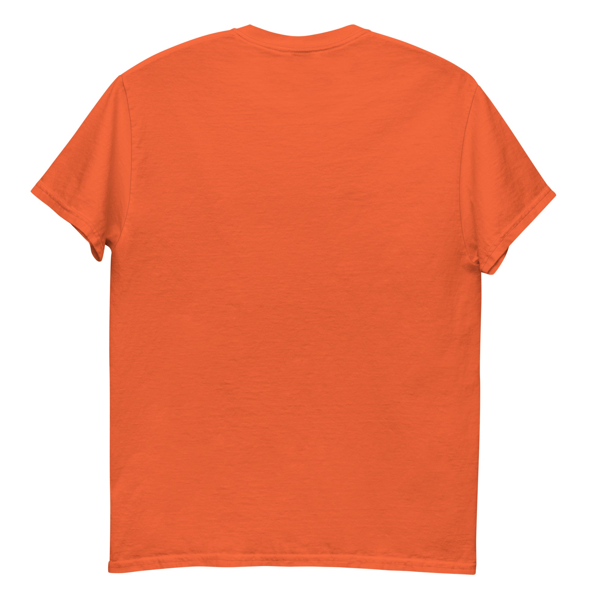 Parte trasera de una camiseta naranja hecha de algodón ecológico.