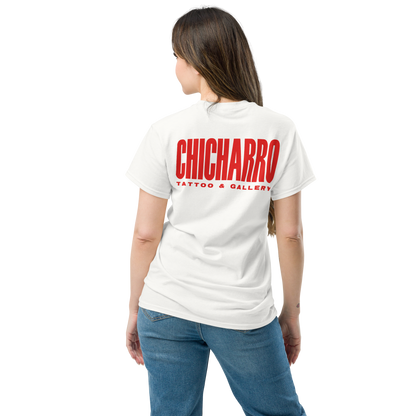 Camiseta Chicharro Parental Advisory Blanco Náutico y Magma - CHICHARRO CLOTHING