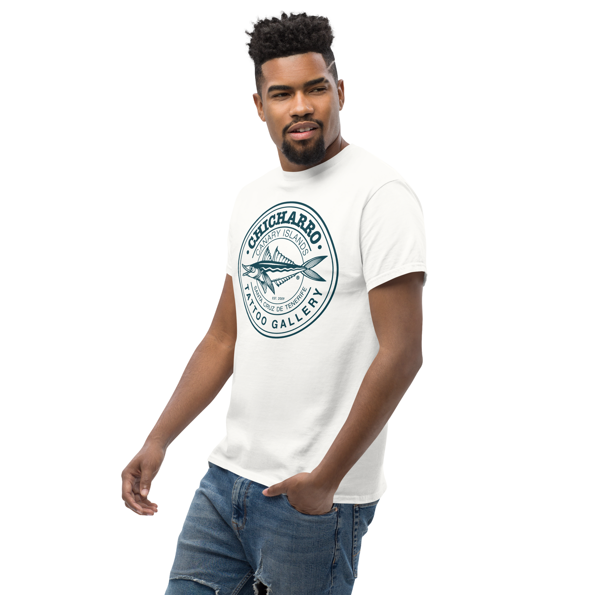 Camiseta Chicharro Blanco Nautico Azulverde - CHICHARRO CLOTHING